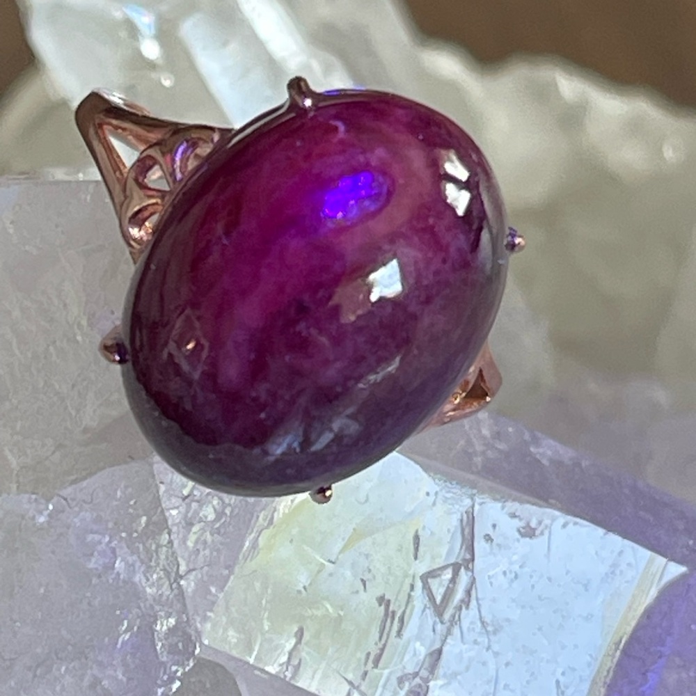 Raw Ruby Ring, S925 Rose Gold Adjustable Ring Uv … - image 6